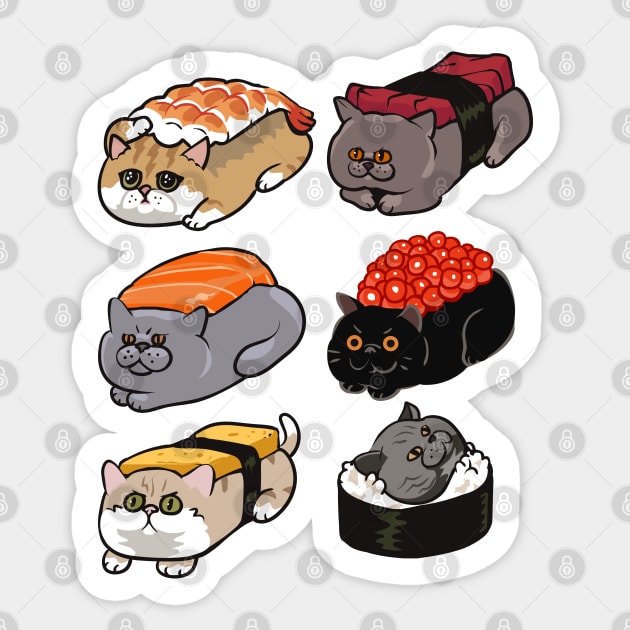 Sushi British Shorthair Cat Sticker by huebucket